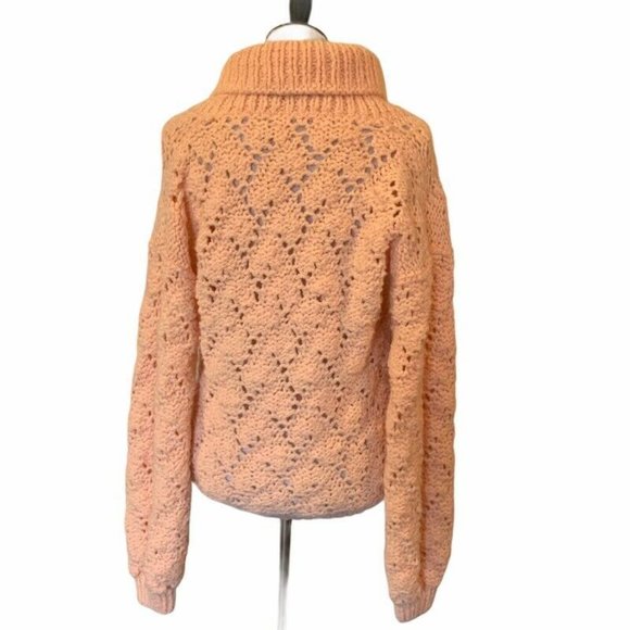 Pullover Sweater Womens Peach Long Sleeve Shawl M - Picture 2 of 7
